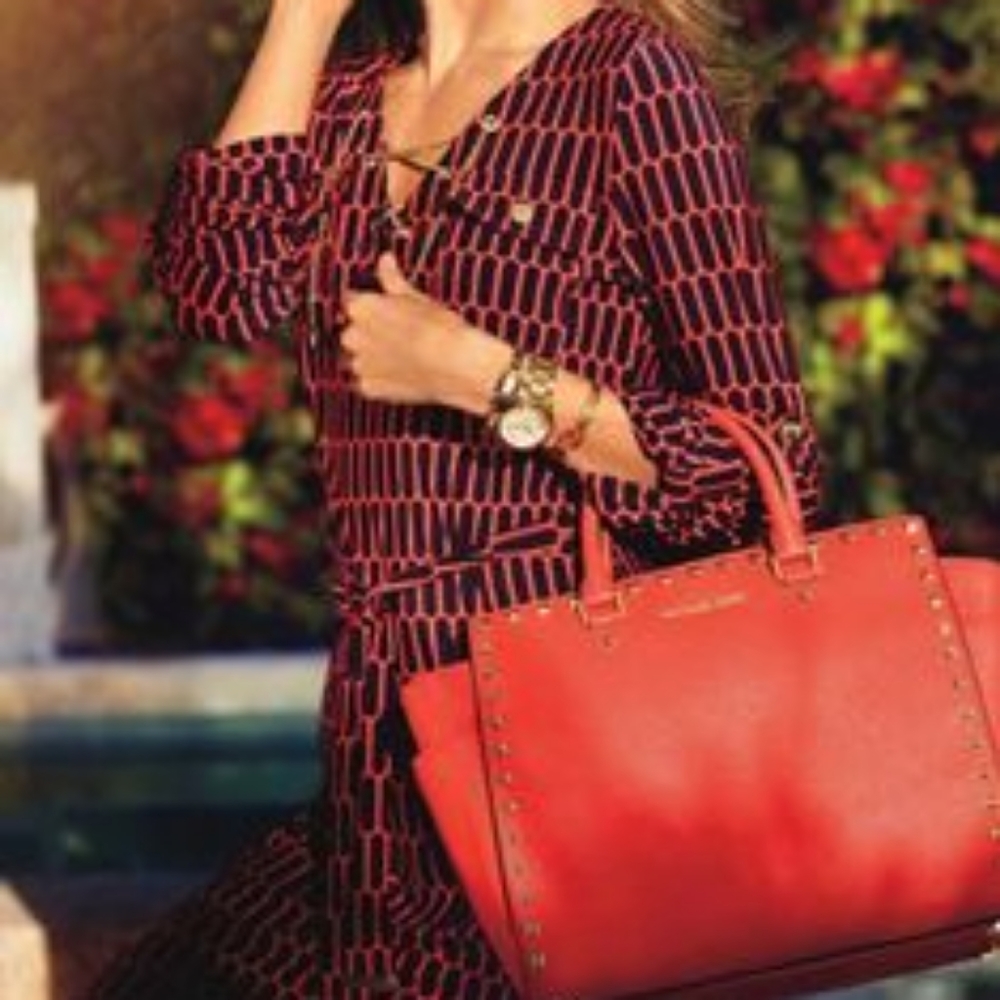 Michael Kors Selma studded saffiano leather satchel large